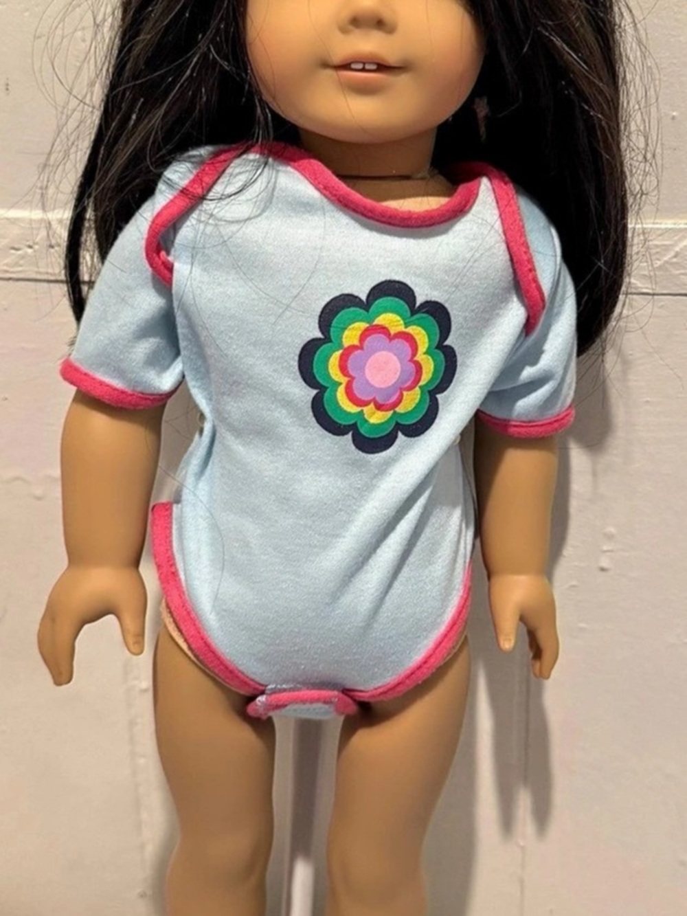 Authentic American Girl 18" Doll Black Hair Brown Eyes Stained TLC